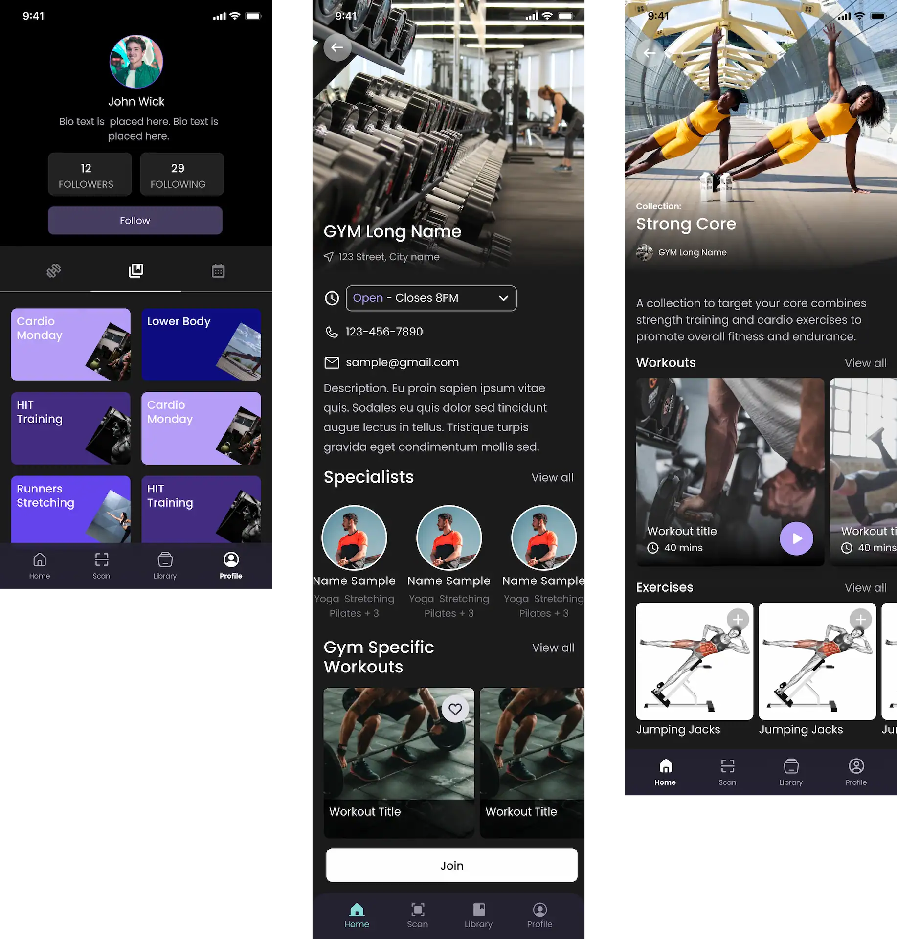 Nabuz fitness app interface designed for personalized, efficient workouts with a focus on usability in gym environments.